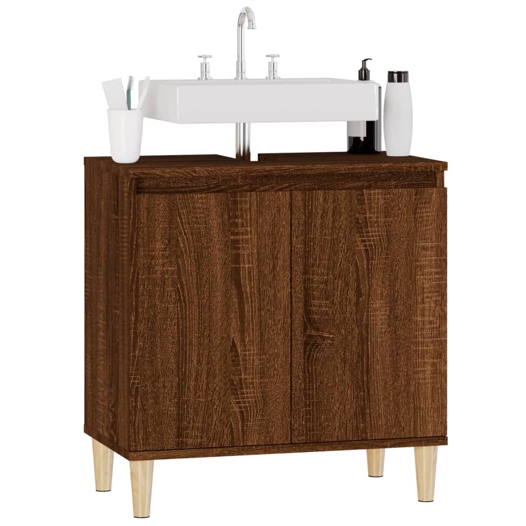 vidaXL Armario de lavabo madera contrachapada roble marrón 58x33x60 cm