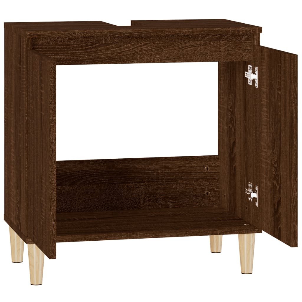 vidaXL Armario de lavabo madera contrachapada roble marrón 58x33x60 cm