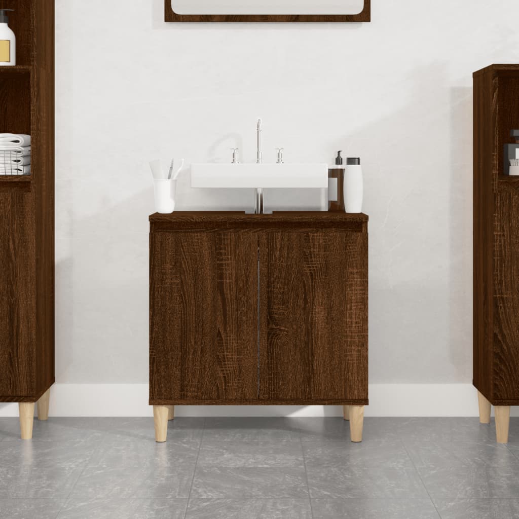 vidaXL Armario de lavabo madera contrachapada roble marrón 58x33x60 cm