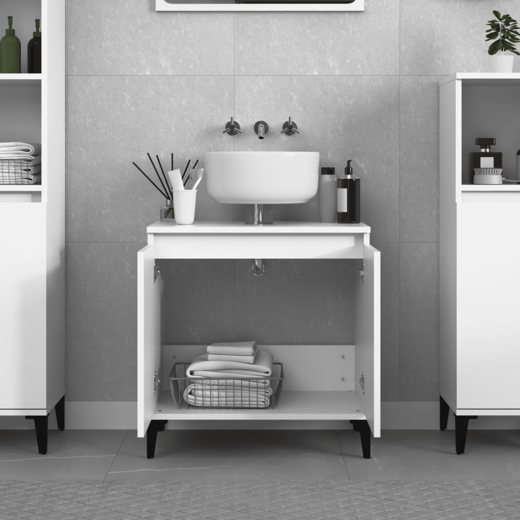 vidaXL Armario para lavabo madera contrachapada blanco 58x33x60 cm