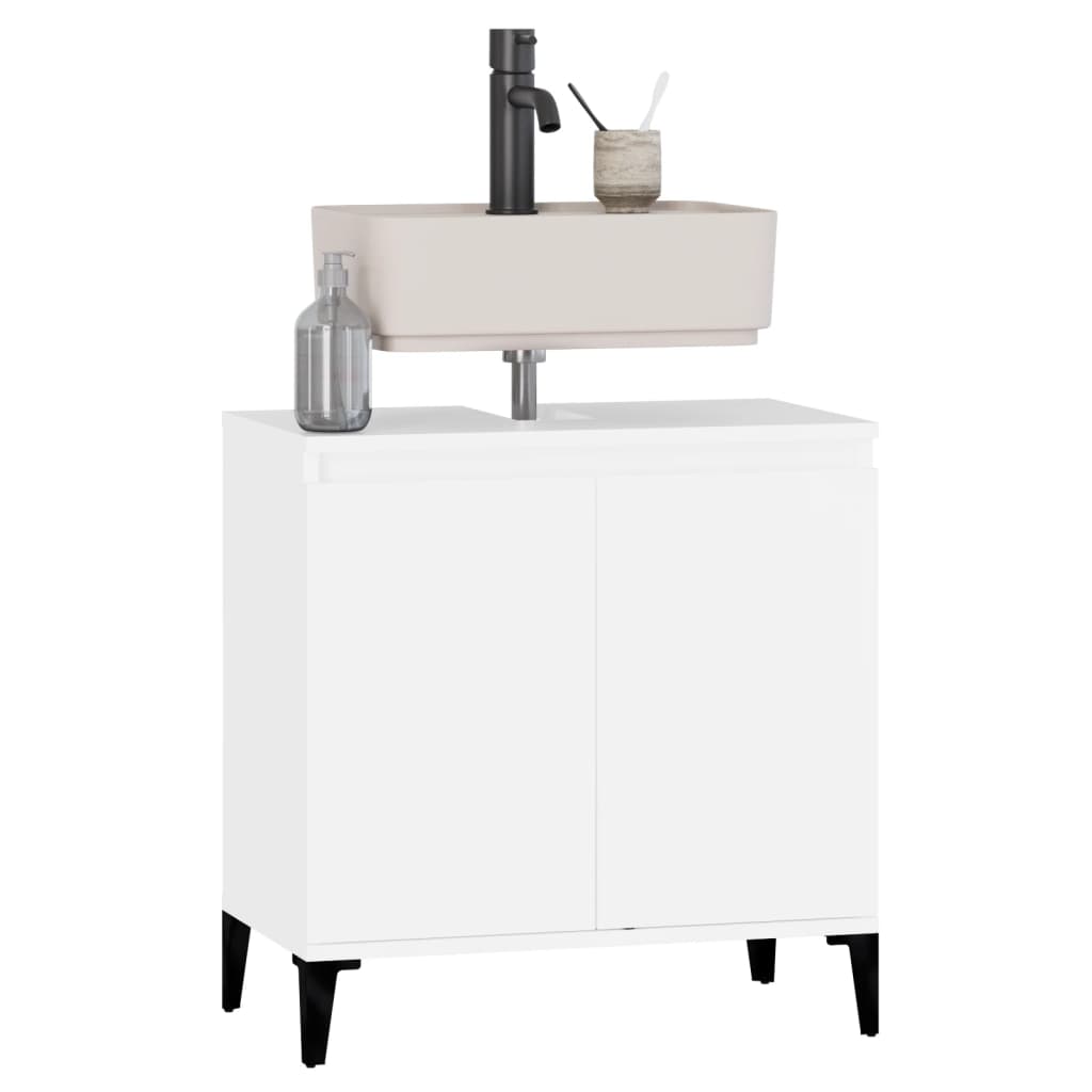 vidaXL Armario para lavabo madera contrachapada blanco 58x33x60 cm