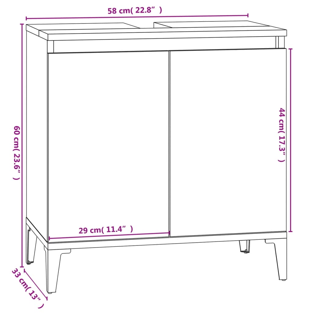 vidaXL Armario para lavabo madera contrachapada blanco 58x33x60 cm