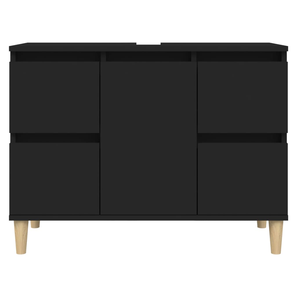 vidaXL Armario para lavabo madera contrachapada negro 80x33x60 cm