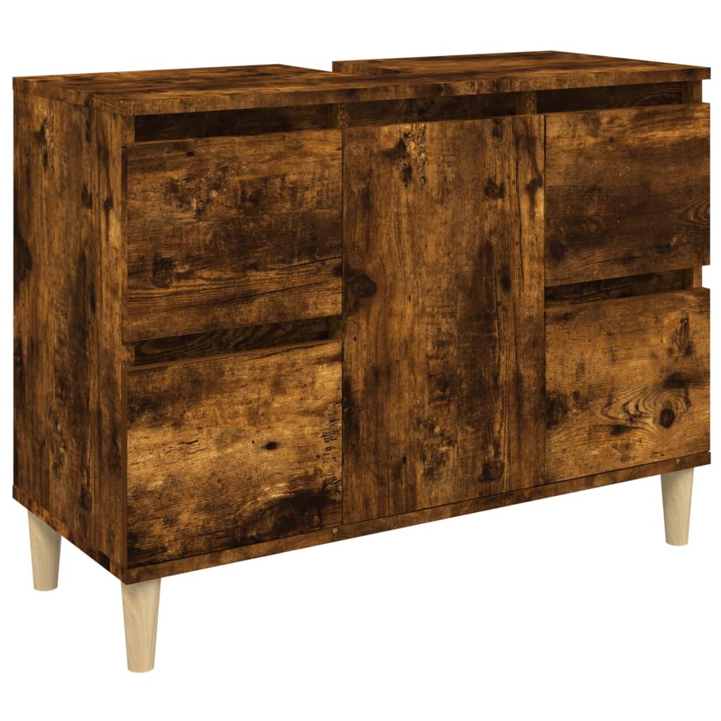 vidaXL Armario de lavabo madera contrachapada roble ahumado 80x33x60cm