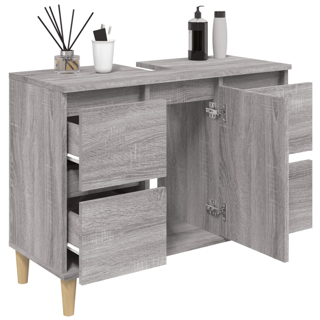 vidaXL Armario de lavabo madera contrachapada gris Sonoma 80x33x60 cm