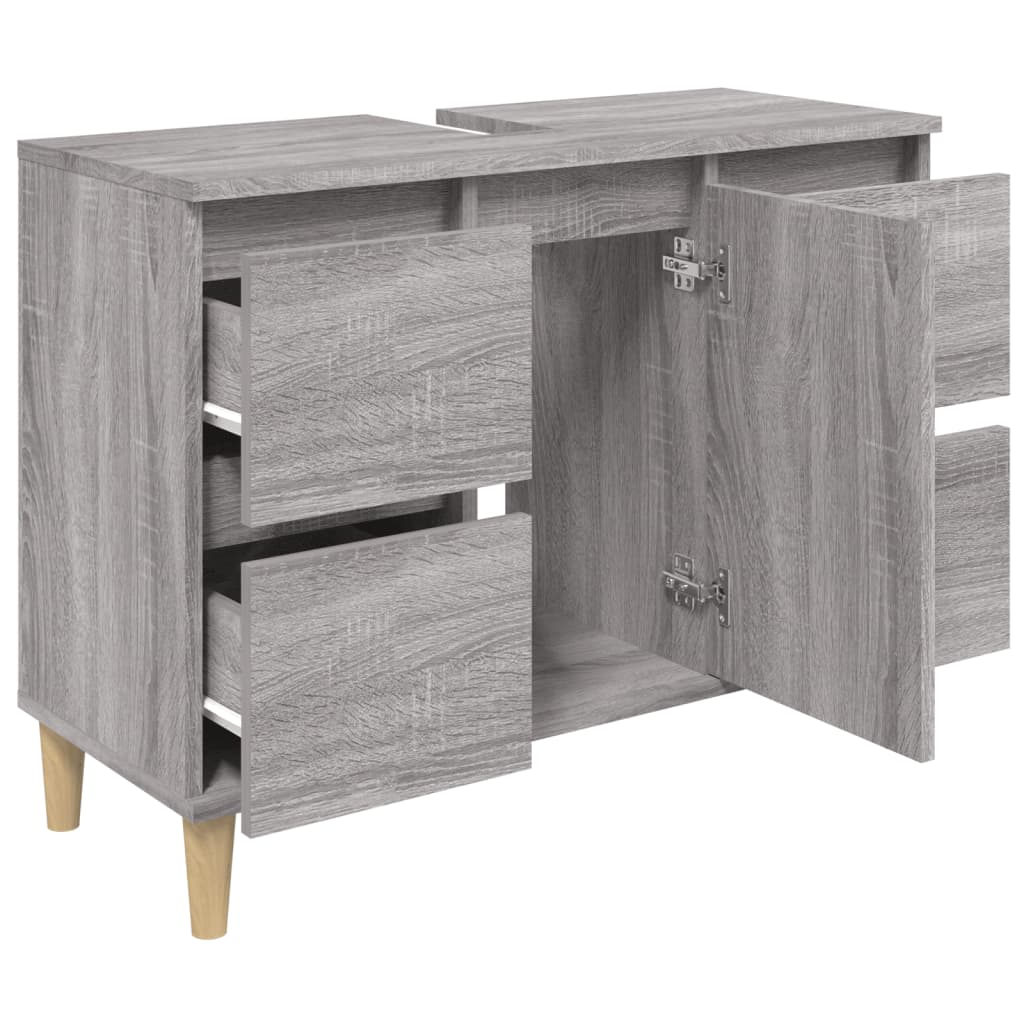 vidaXL Armario de lavabo madera contrachapada gris Sonoma 80x33x60 cm