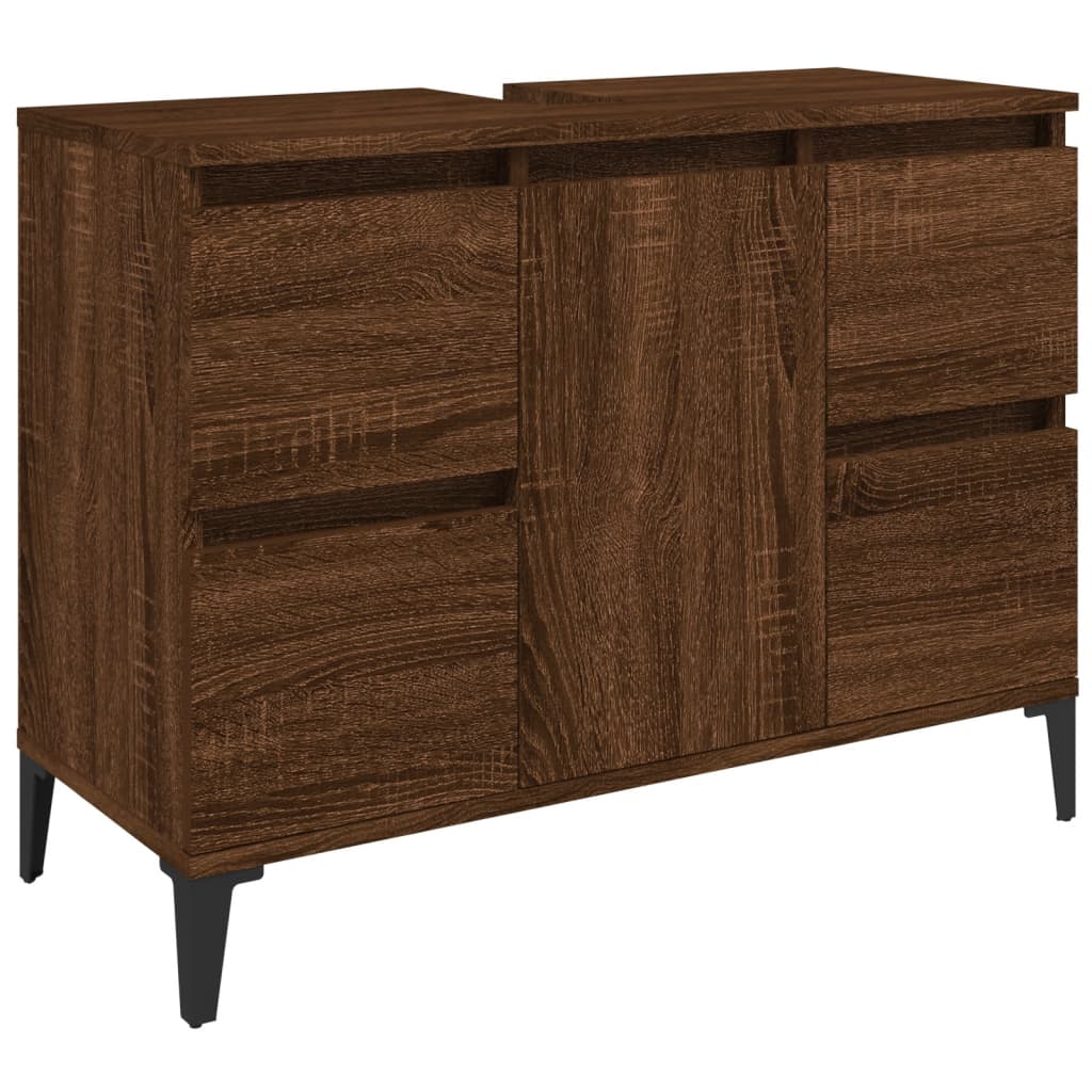 vidaXL Armario de lavabo madera contrachapada roble marrón 80x33x60 cm