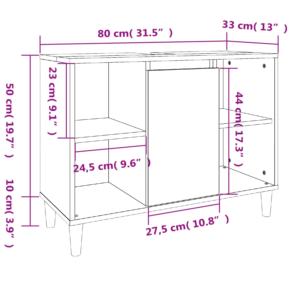 vidaXL Armario para lavabo madera contrachapada blanco 80x33x60 cm