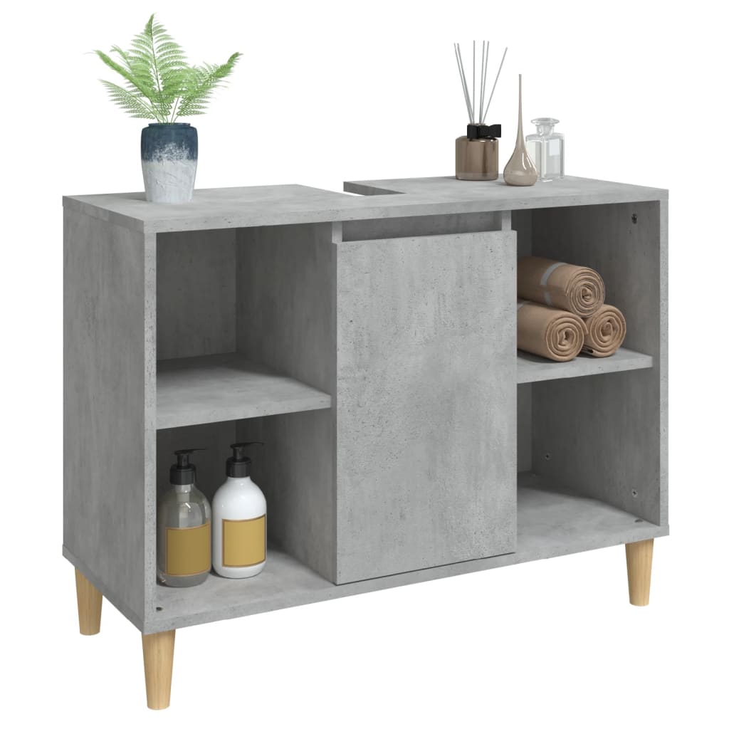 vidaXL Armario de lavabo madera contrachapada gris hormigón 80x33x60cm