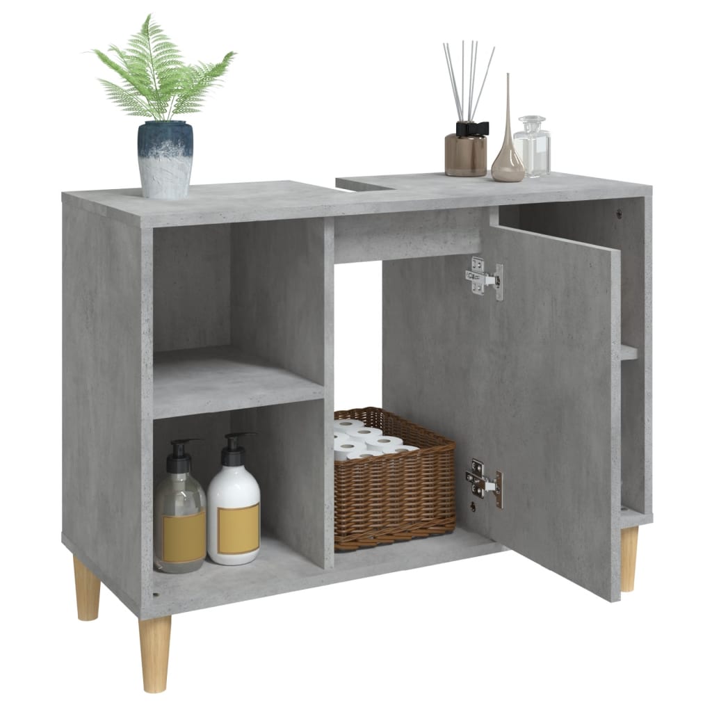 vidaXL Armario de lavabo madera contrachapada gris hormigón 80x33x60cm