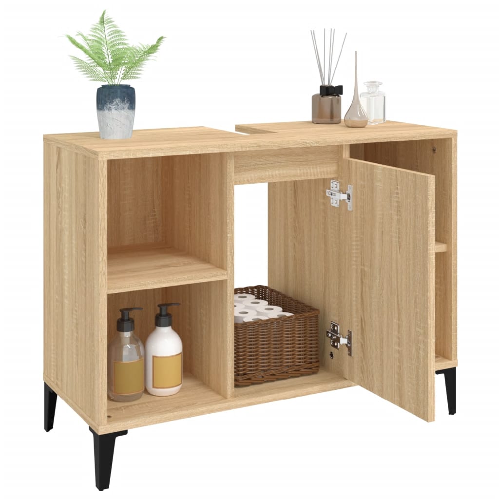 vidaXL Armario de lavabo madera contrachapada roble Sonoma 80x33x60 cm