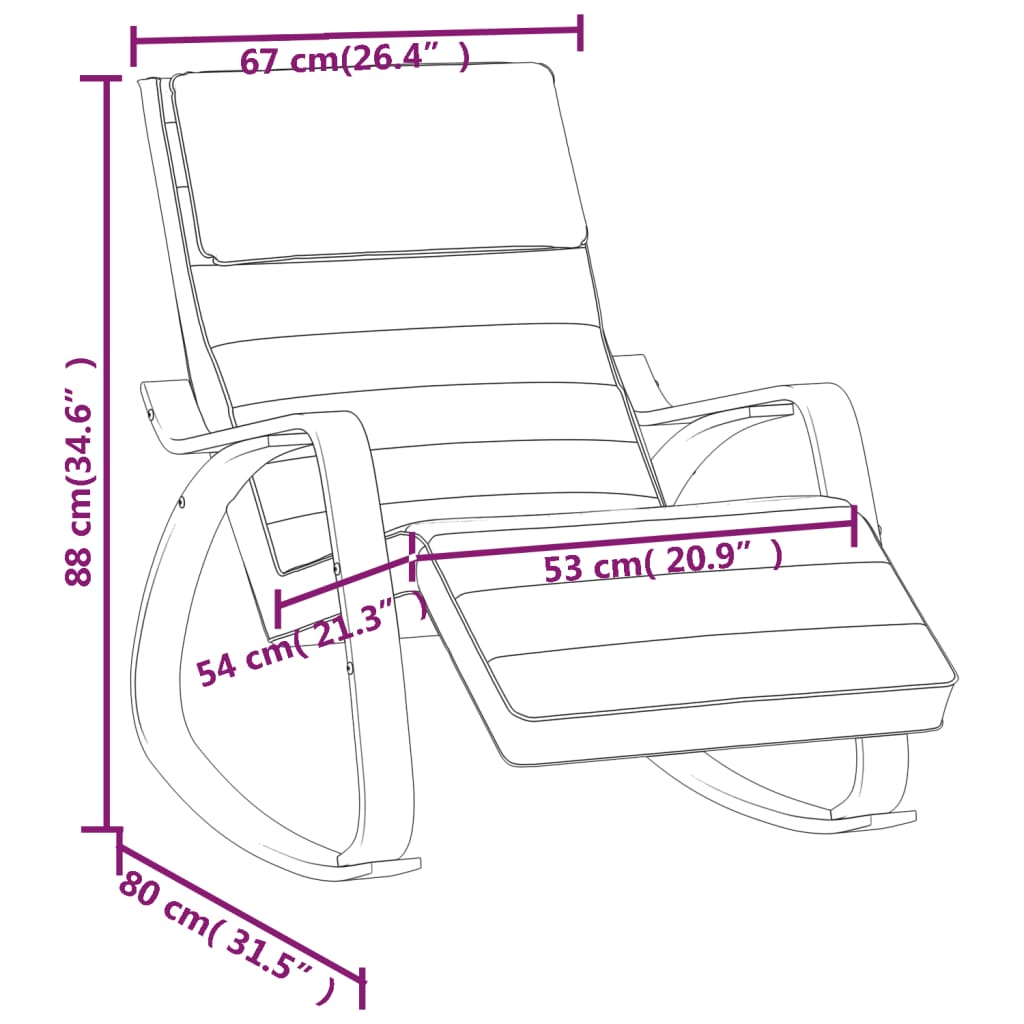 vidaXL Silla mecedora de tela negro