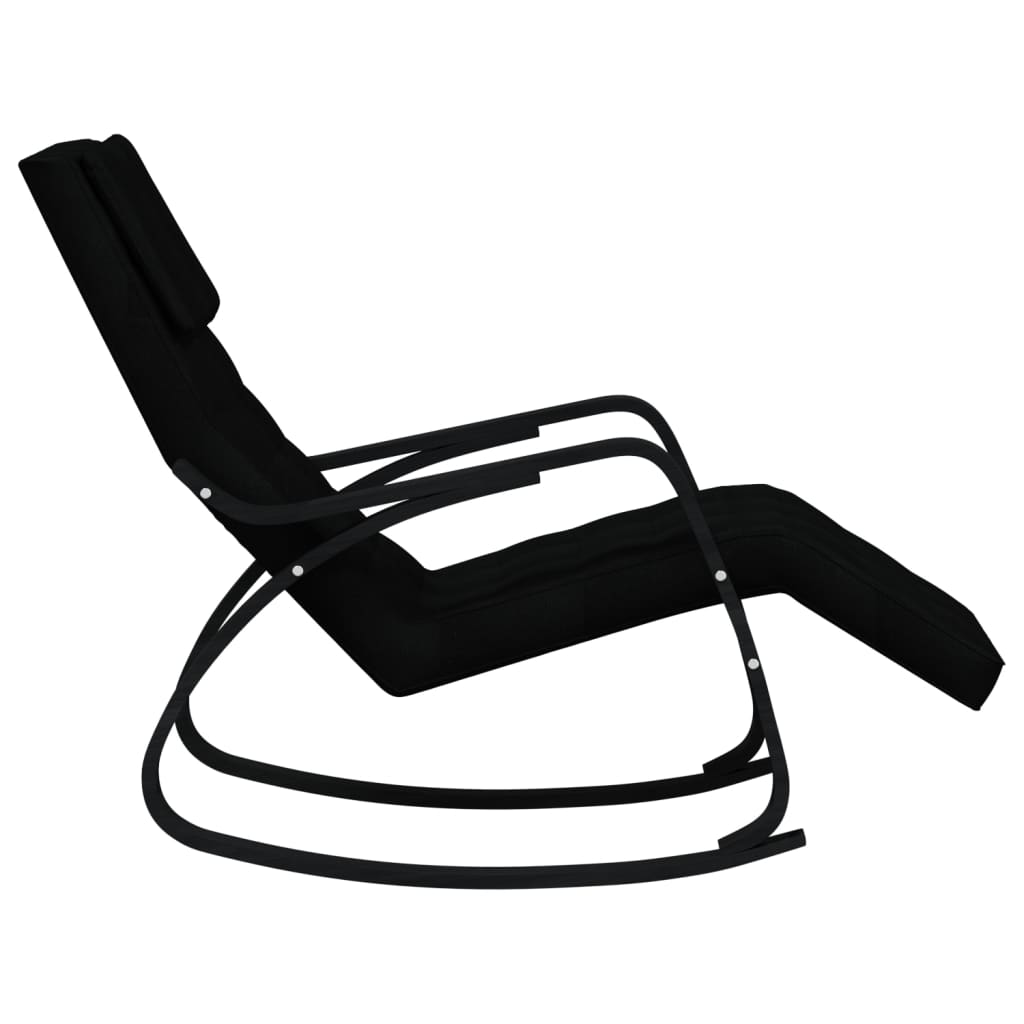 vidaXL Silla mecedora de tela negro