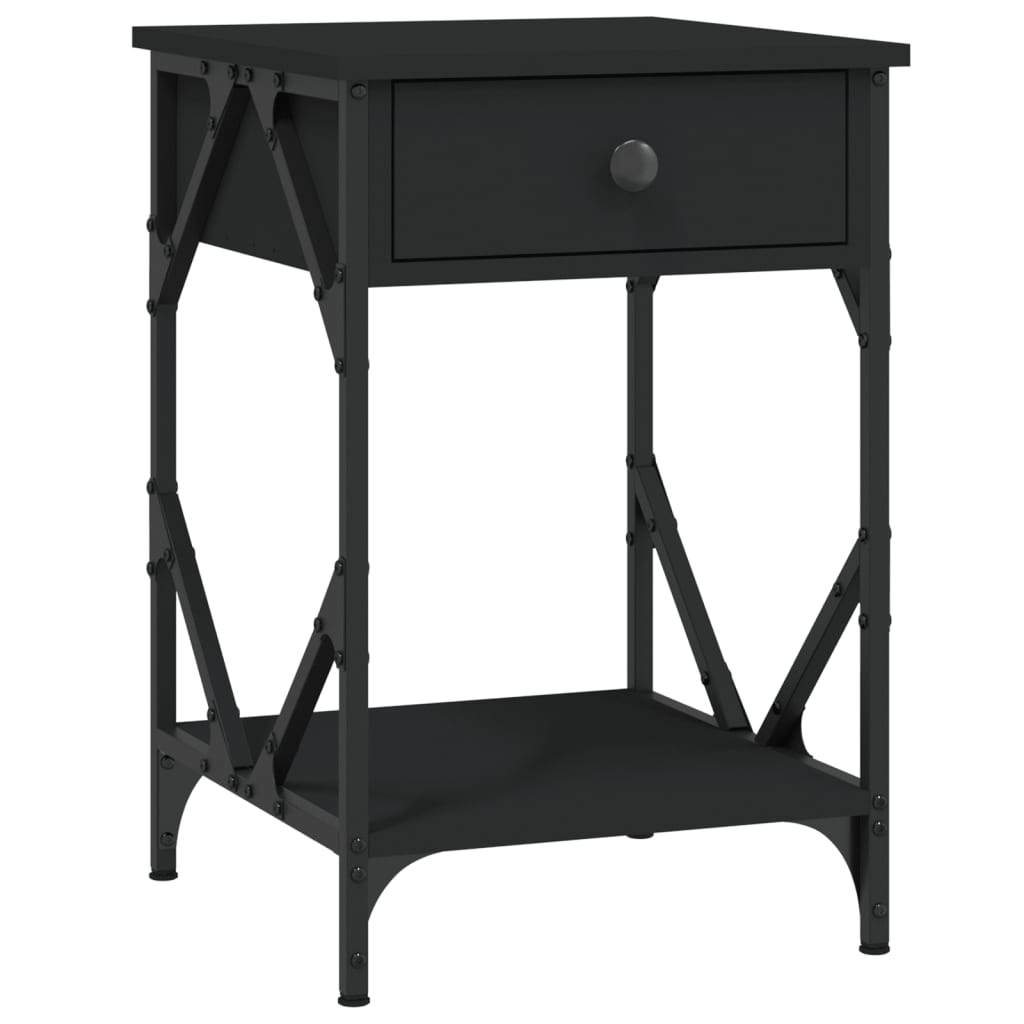 vidaXL Mesita de noche madera contrachapada negro 40x42x60 cm