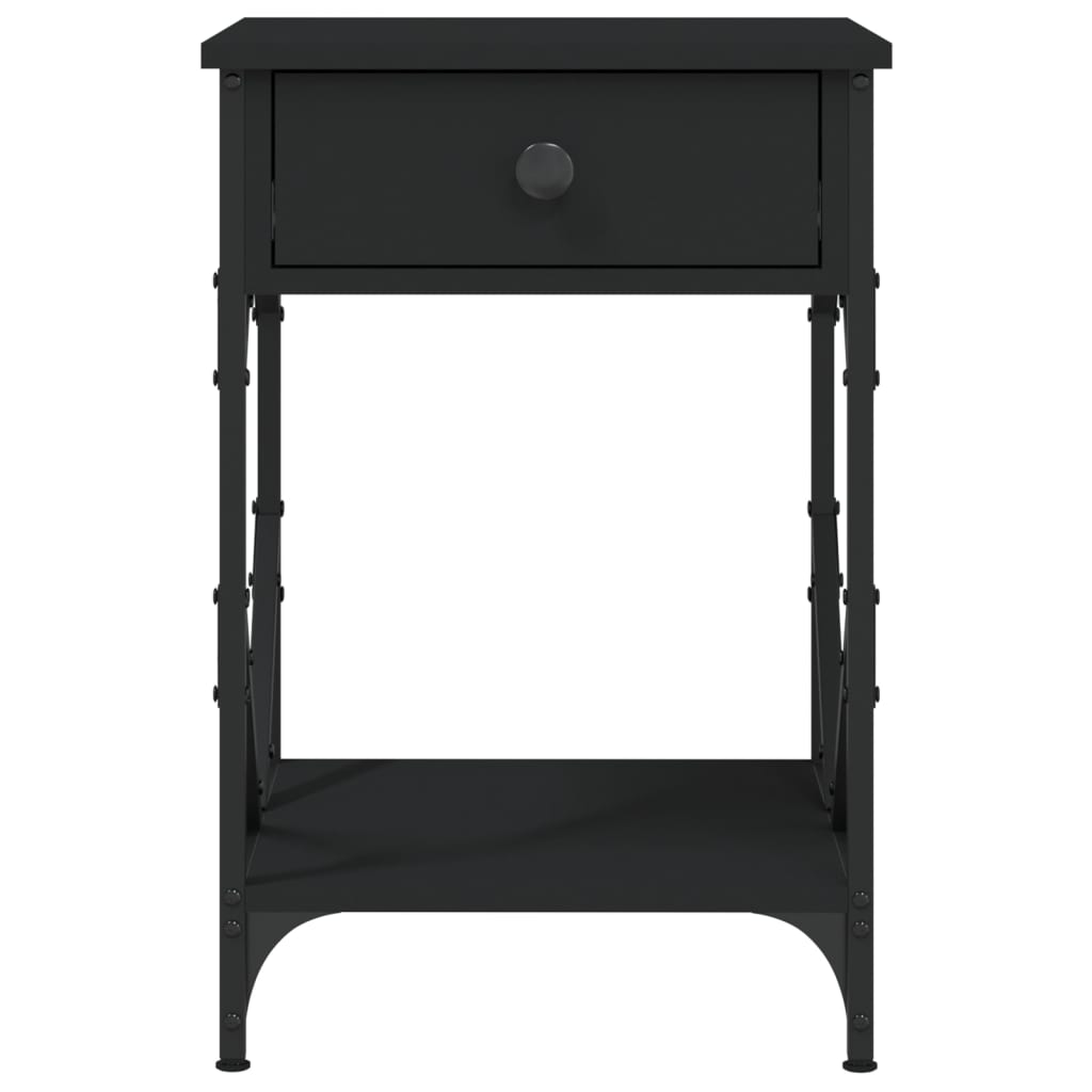 vidaXL Mesita de noche madera contrachapada negro 40x42x60 cm