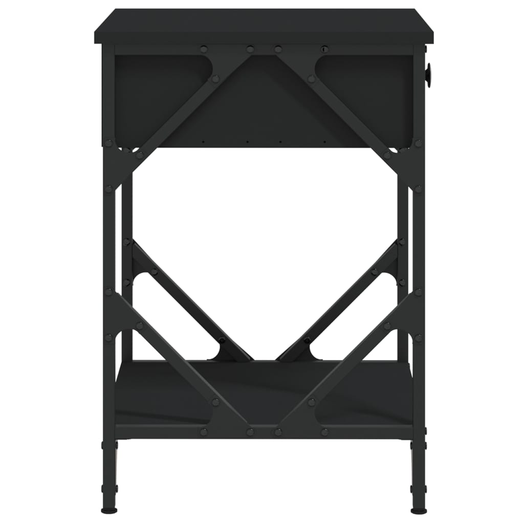 vidaXL Mesita de noche madera contrachapada negro 40x42x60 cm