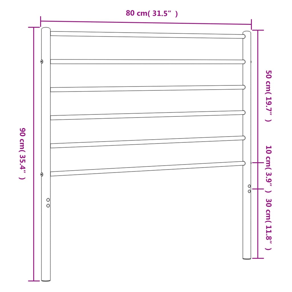 vidaXL Cabecero de metal negro 75 cm