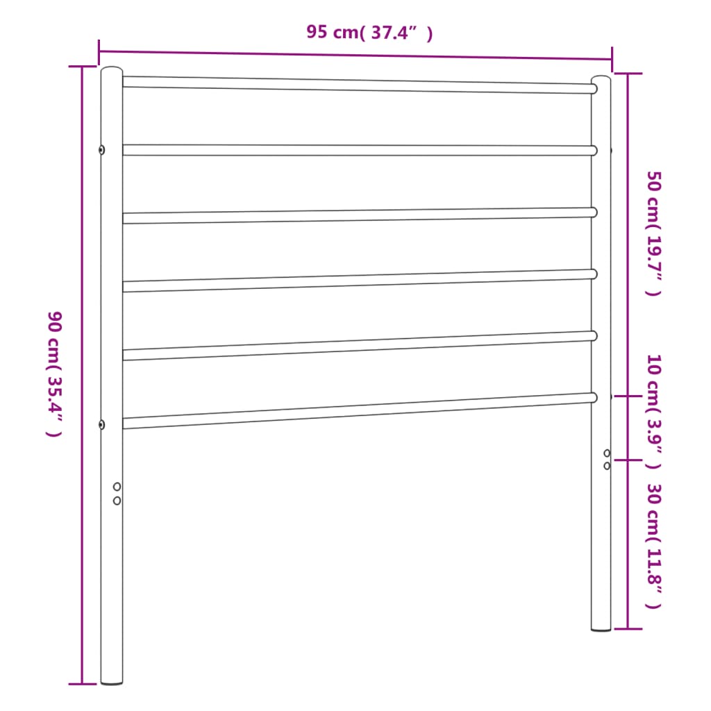 vidaXL Cabecero de metal negro 90 cm