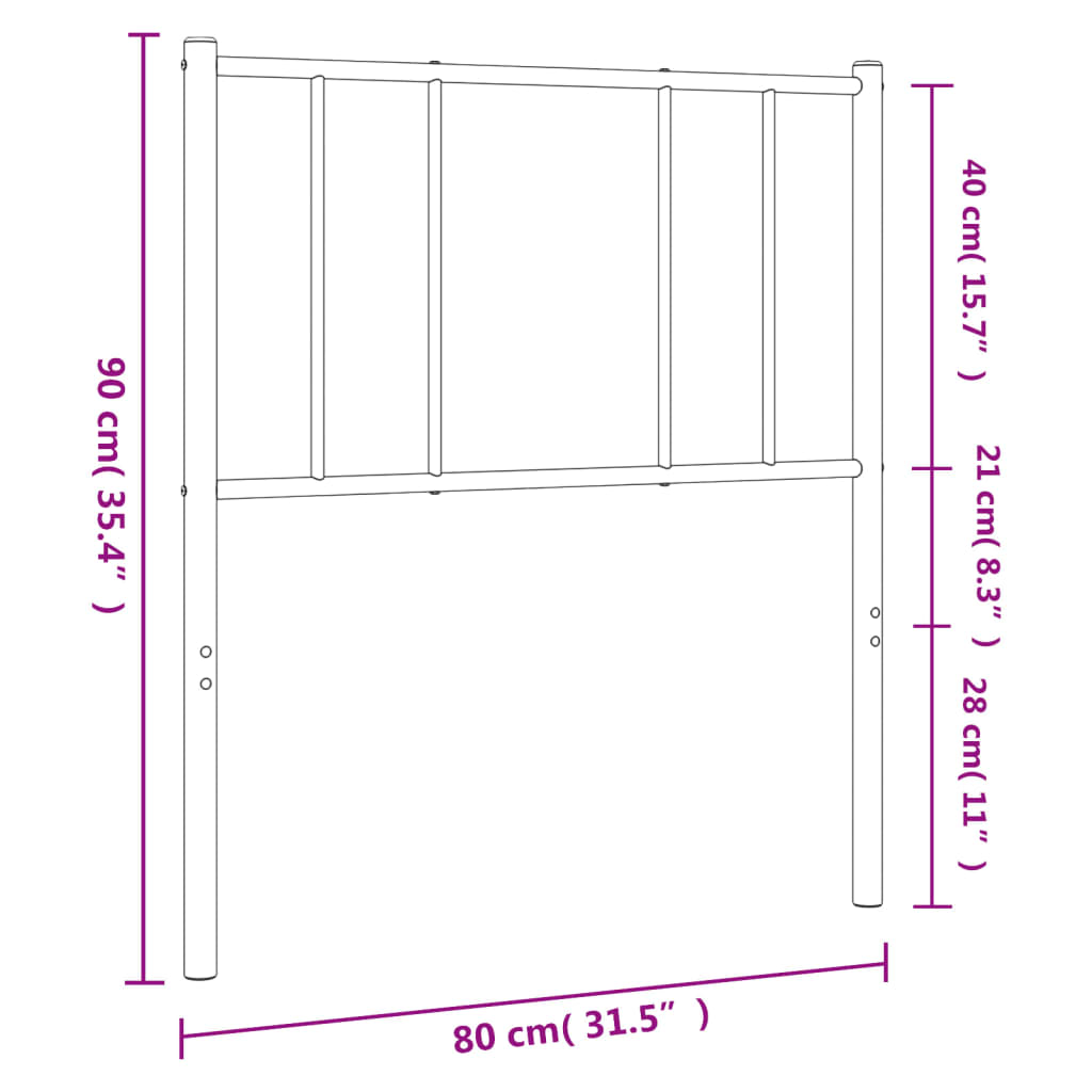 vidaXL Cabecero de metal negro 75 cm