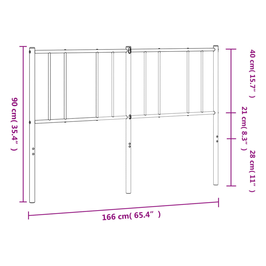 vidaXL Cabecero de metal negro 160 cm