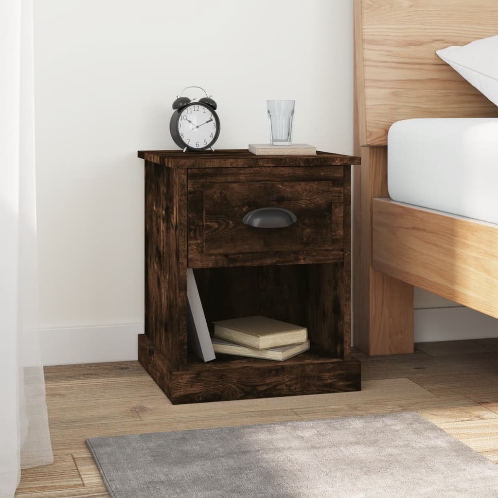 vidaXL Mesita de noche madera contrachapada roble ahumado 39x39x47,5cm