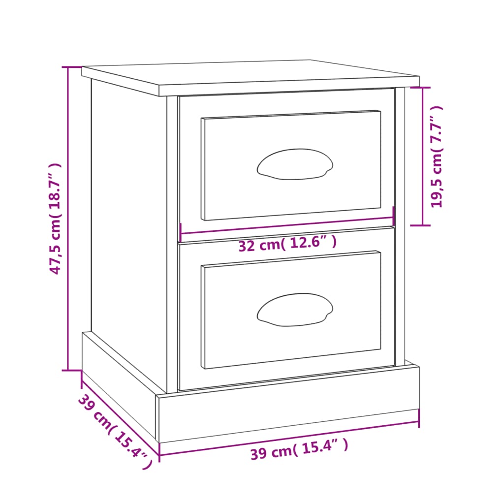 vidaXL Mesita de noche madera contrachapada roble Sonoma 39x39x47,5 cm