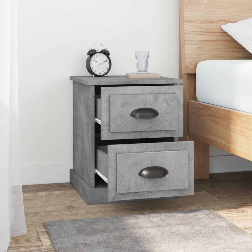 vidaXL Mesita de noche madera contrachapada gris hormigón 39x39x47,5cm