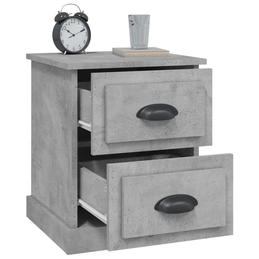 vidaXL Mesita de noche madera contrachapada gris hormigón 39x39x47,5cm