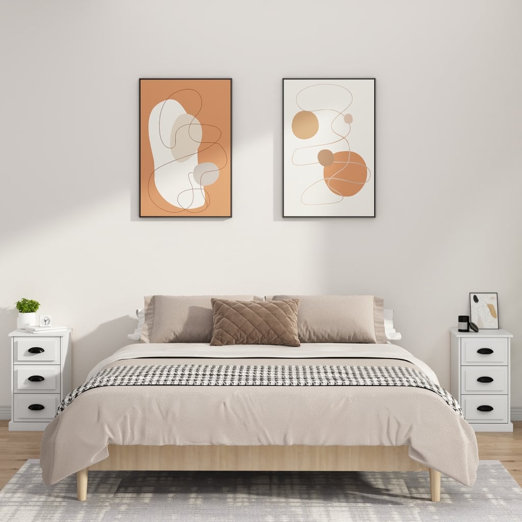 vidaXL Mesita de noche madera contrachapada blanca 39x39x67 cm