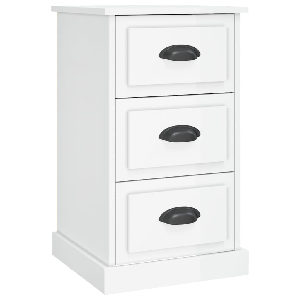 vidaXL Mesita de noche madera contrachapada blanco brillo 39x39x67 cm