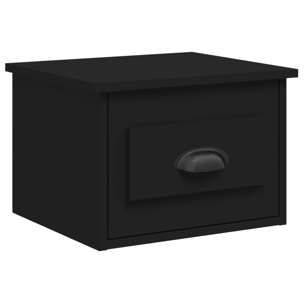 vidaXL Mesitas de noche de pared 2 uds negra 41,5x36x28 cm