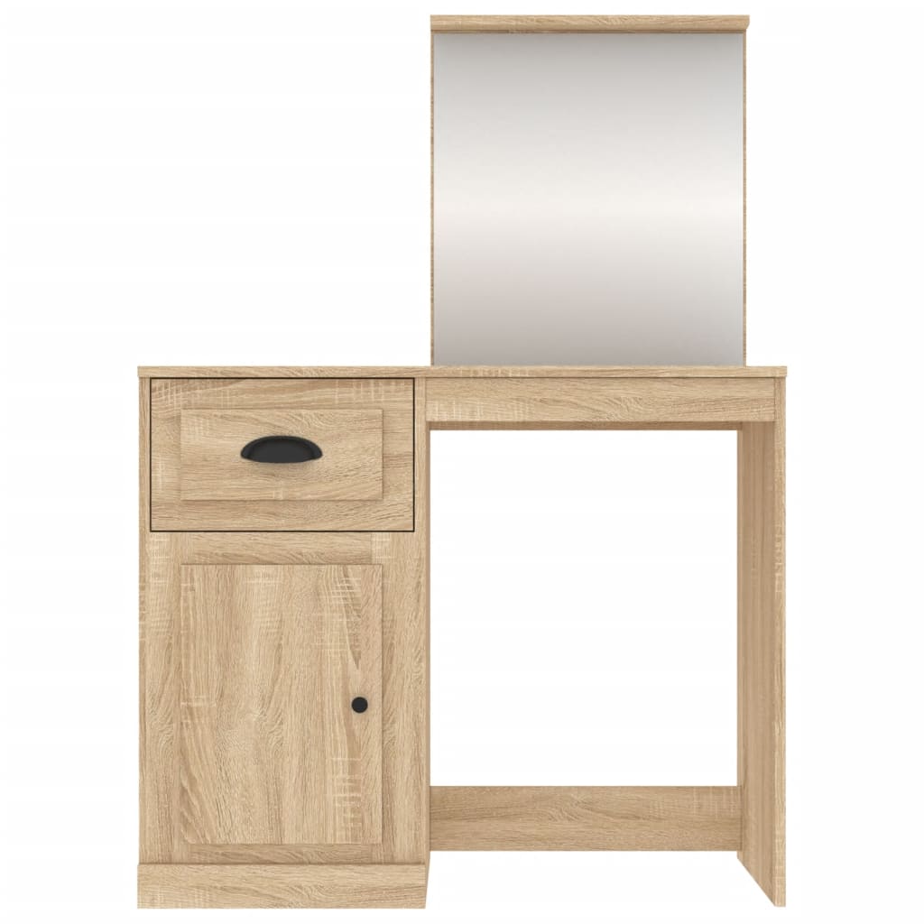 vidaXL Tocador espejo madera contrachapada roble Sonoma 90x50x132,5cm