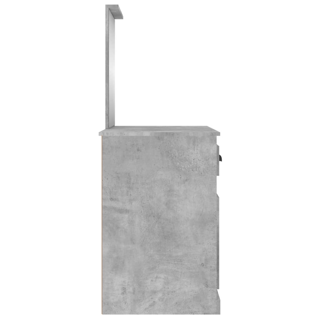 vidaXL Tocador espejo madera contrachapada gris hormigón 90x50x132,5cm