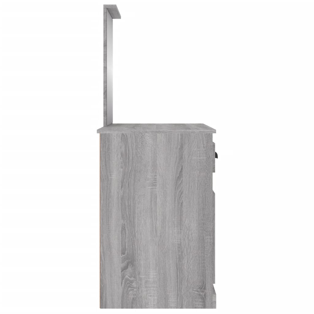 vidaXL Tocador y espejo madera contrachapada gris Sonoma 90x50x132,5cm