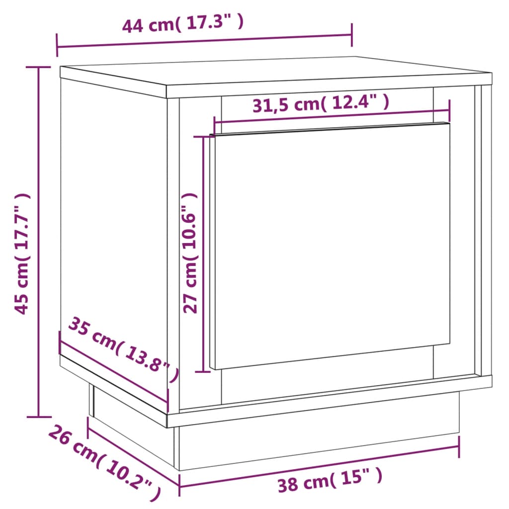 vidaXL Mesitas noche 2 uds madera contrachapada roble humo 44x35x45 cm