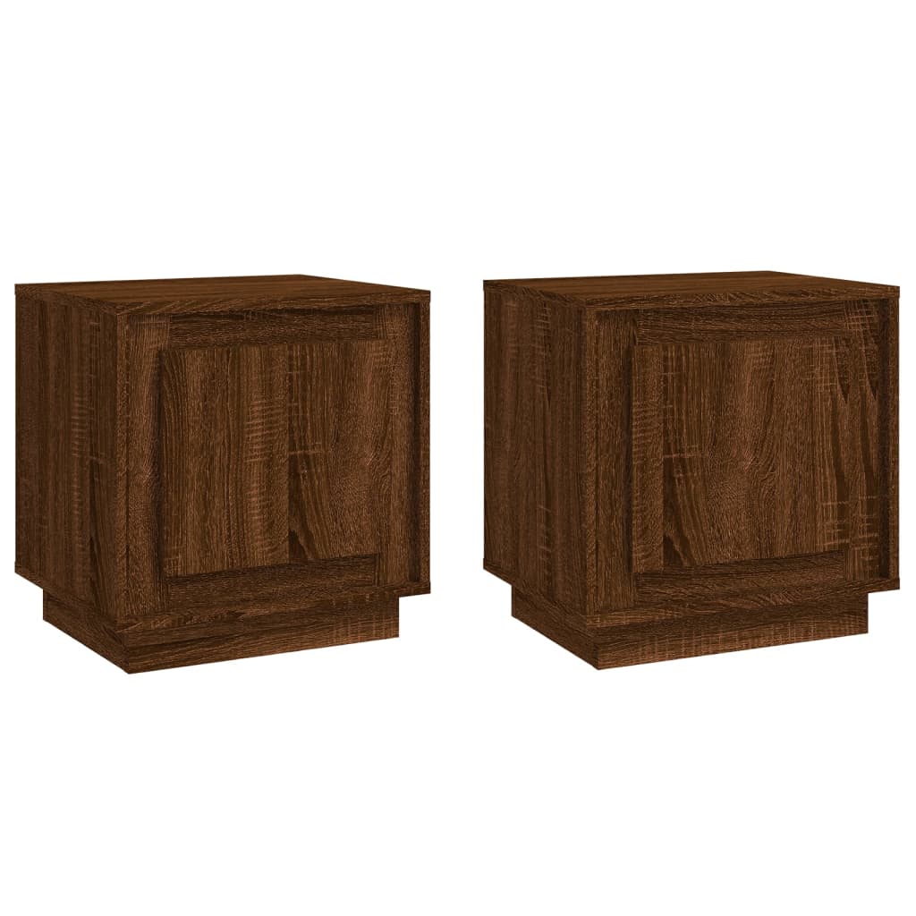 vidaXL Mesita noche 2 uds madera contrachapada marrón roble 44x35x45cm