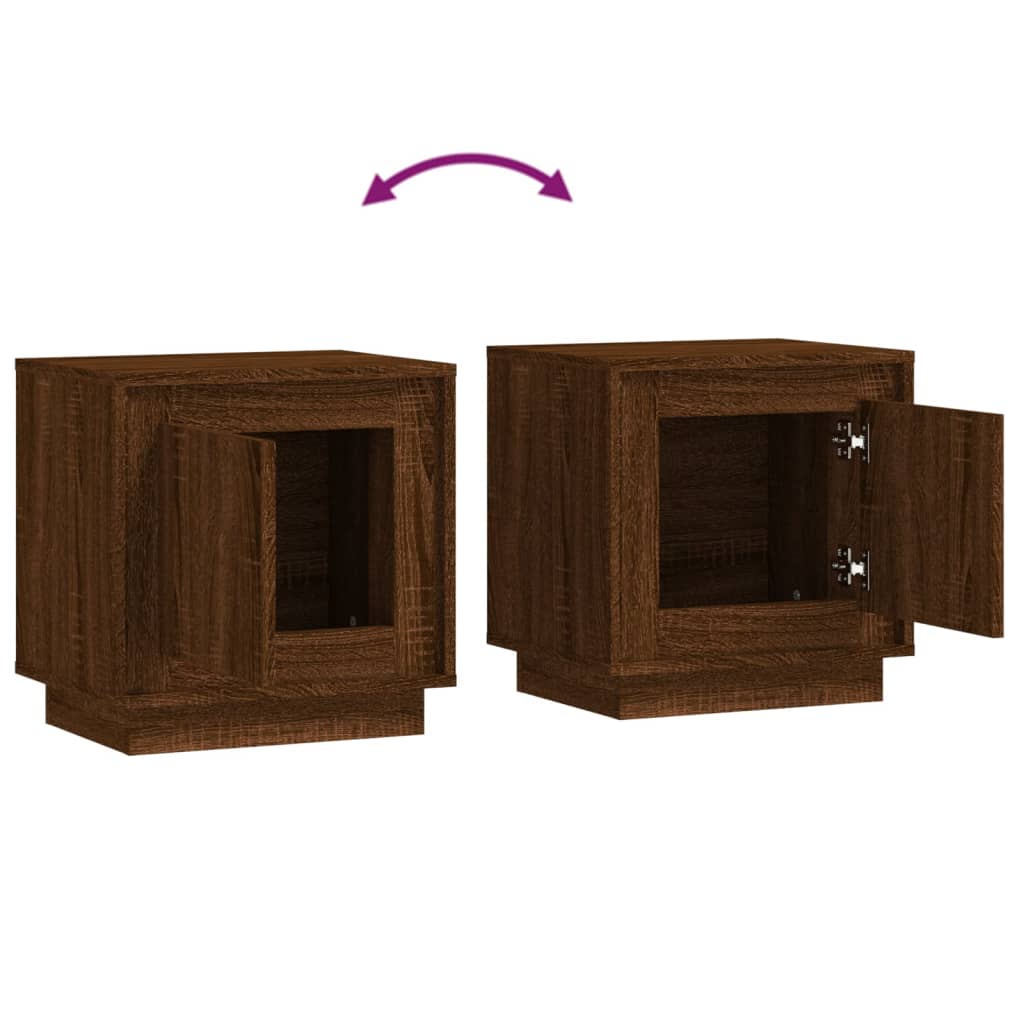 vidaXL Mesita noche 2 uds madera contrachapada marrón roble 44x35x45cm