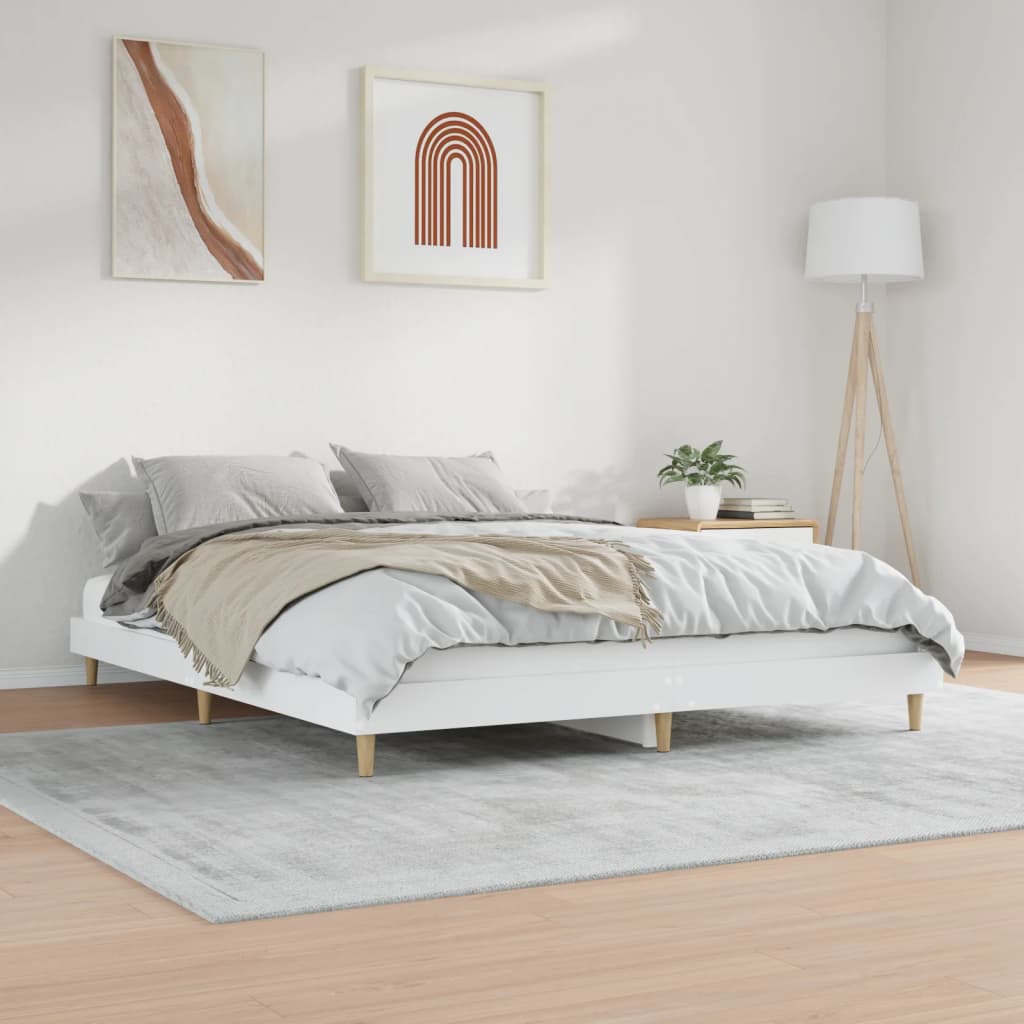 vidaXL Cama sin colchón blanca 180x200 cm madera de ingeniería