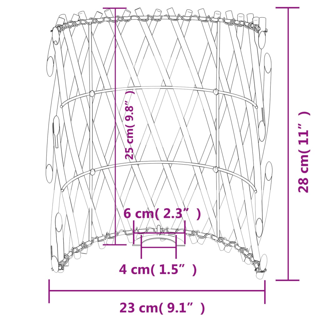 vidaXL Pantalla para lámpara mimbre Ø23x28 cm