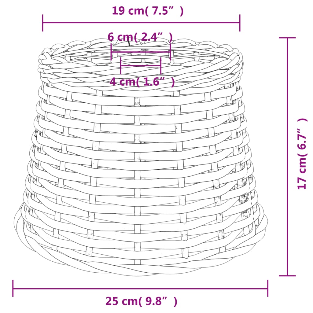 vidaXL Pantalla para lámpara de techo mimbre blanco Ø25x17 cm