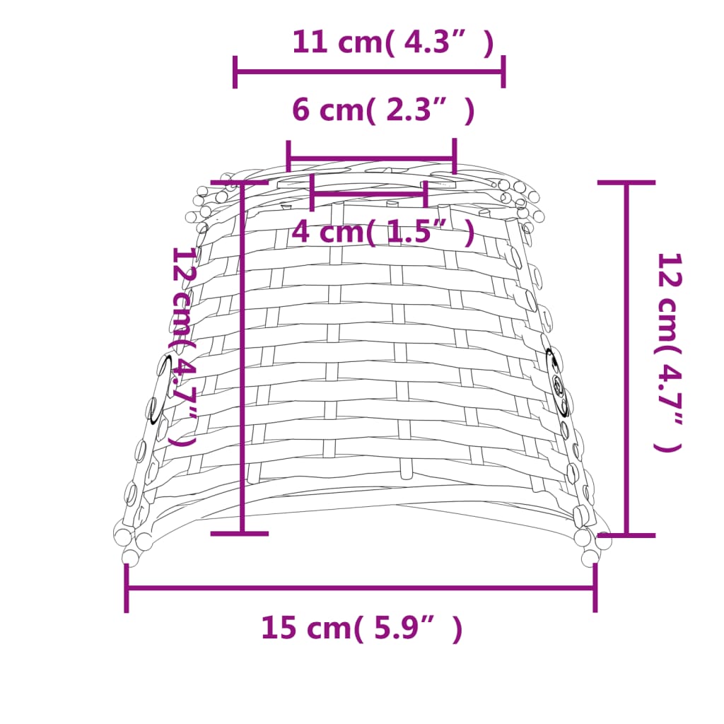 vidaXL Pantalla para lámpara de techo mimbre marrón Ø15x12 cm