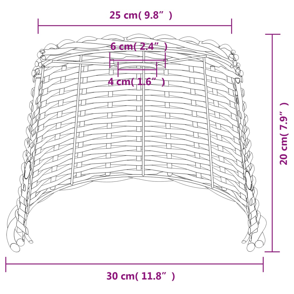 vidaXL Pantalla para lámpara de techo mimbre marrón Ø30x20 cm