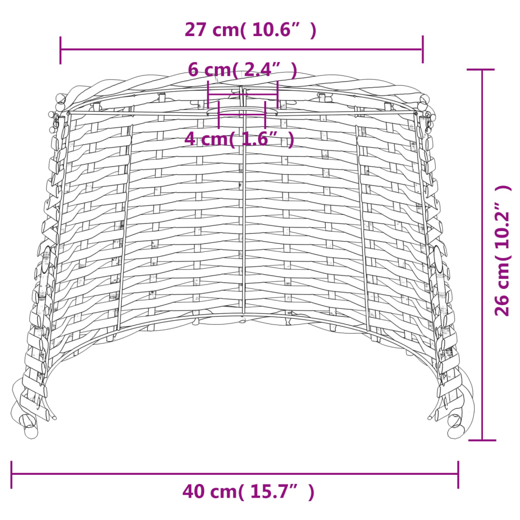 vidaXL Pantalla para lámpara de techo mimbre marrón Ø40x26 cm