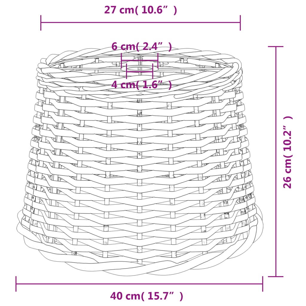 vidaXL Pantalla para lámpara mimbre marrón Ø40x26 cm