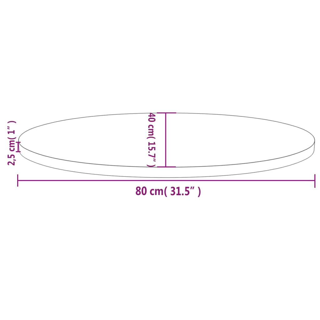 vidaXL Tablero de mesa ovalado madera maciza pino blanco 80x40x2,5 cm