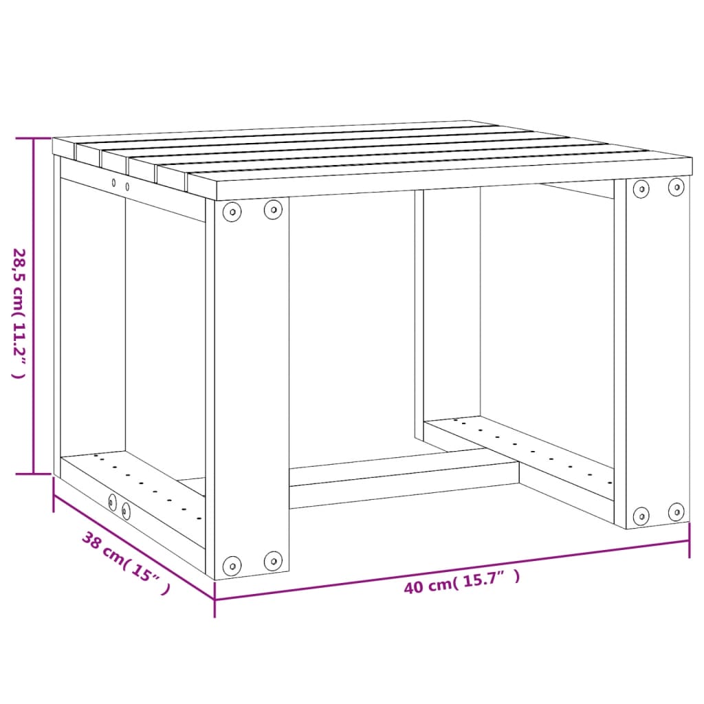 vidaXL Mesa auxiliar de jardín madera maciza de pino 40x38x28,5 cm