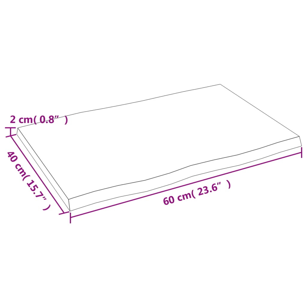 vidaXL Tablero de mesa madera maciza roble borde natural 60x40x2 cm