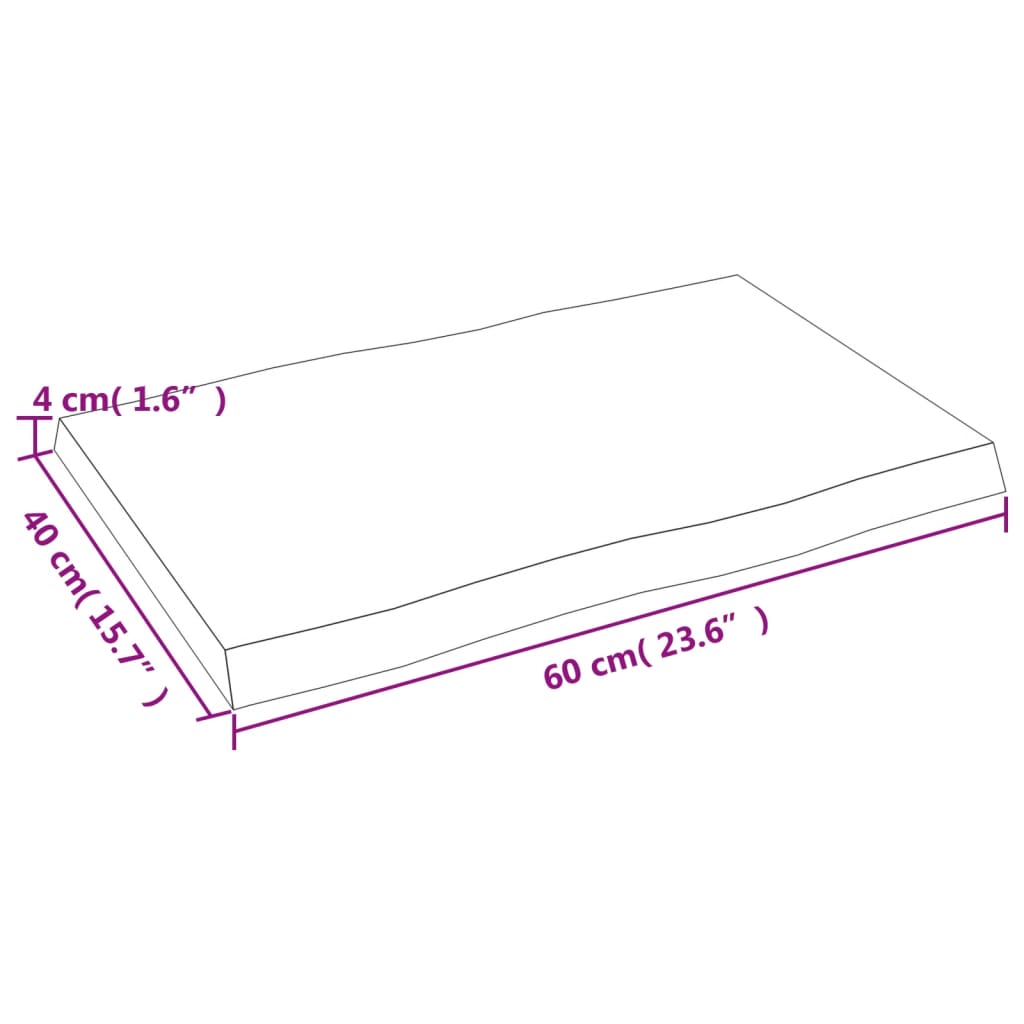 vidaXL Tablero de mesa madera maciza borde natural 60x40x(2-4) cm