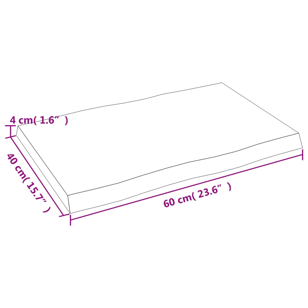 vidaXL Tablero de mesa madera maciza borde natural 60x40x(2-4) cm