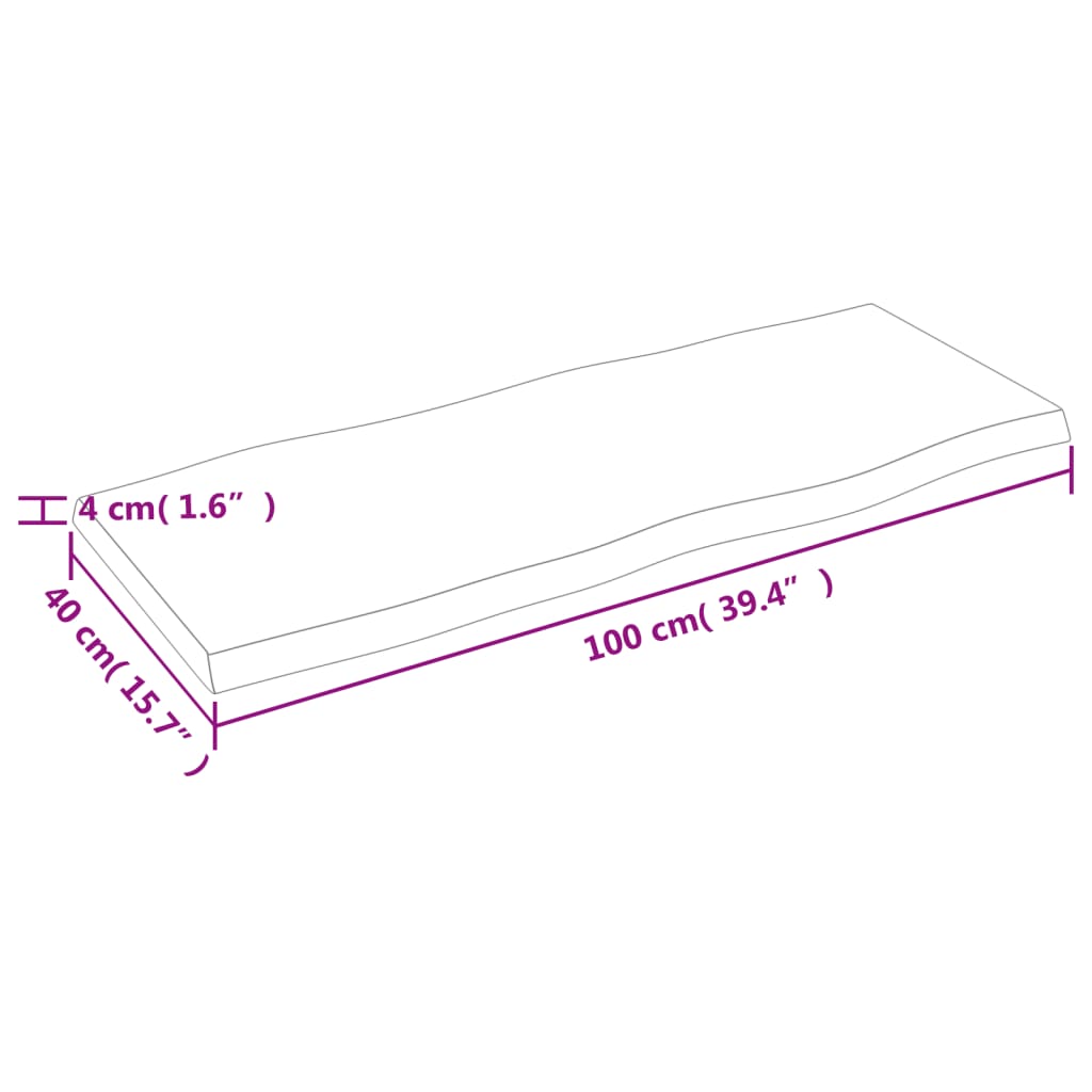 vidaXL Tablero de mesa madera maciza borde natural 100x40x(2-4) cm